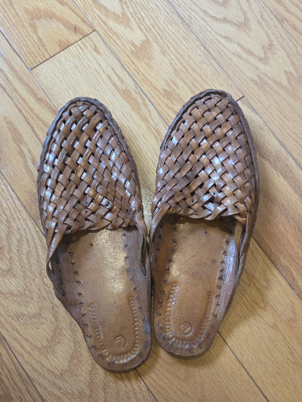 Woven Kohlapuri Handmade Leather Slip-On Mules in Brown